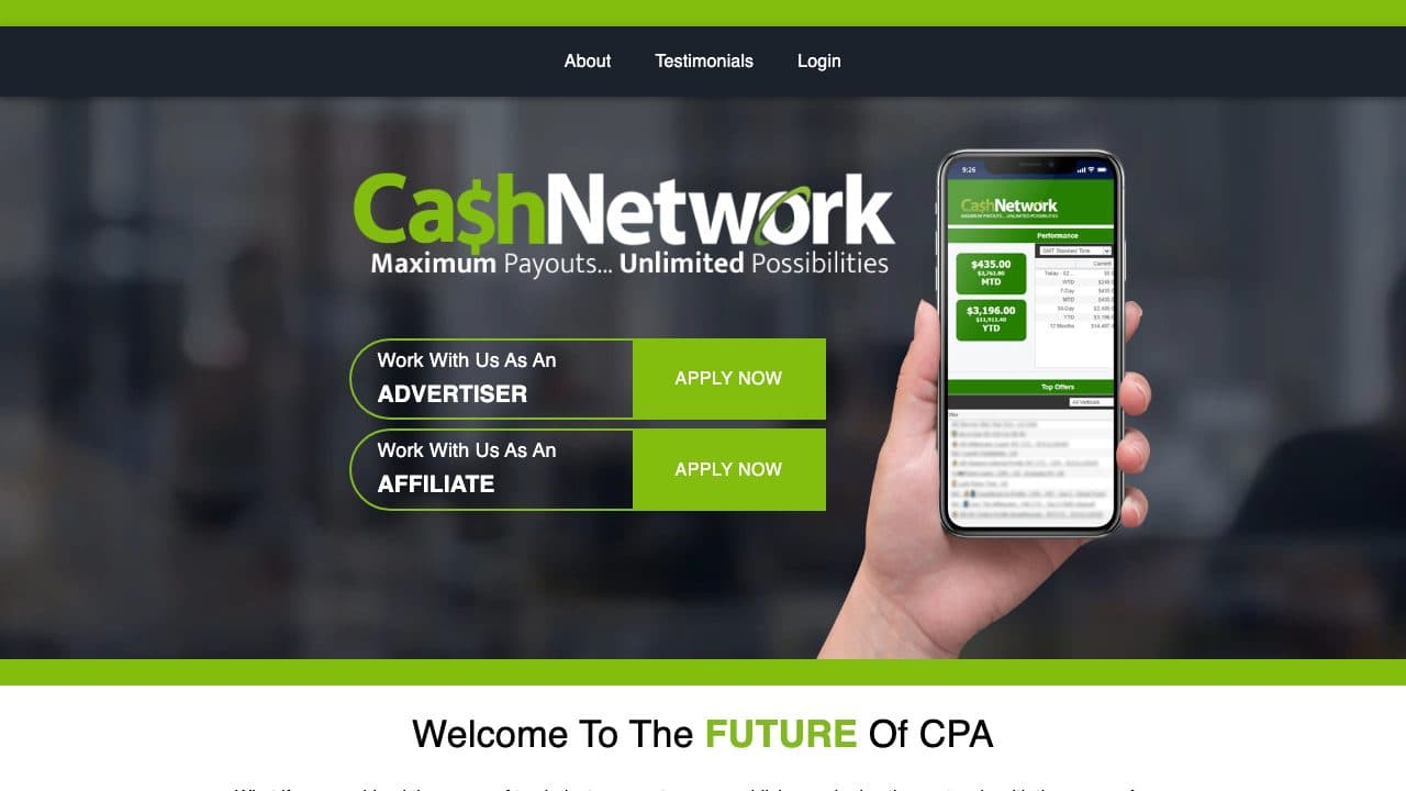 Cash Network homepage