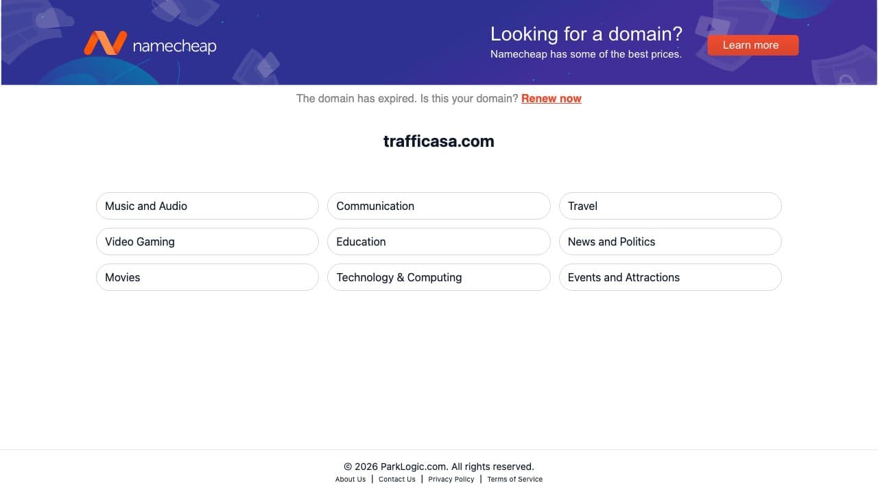 Trafficasa homepage