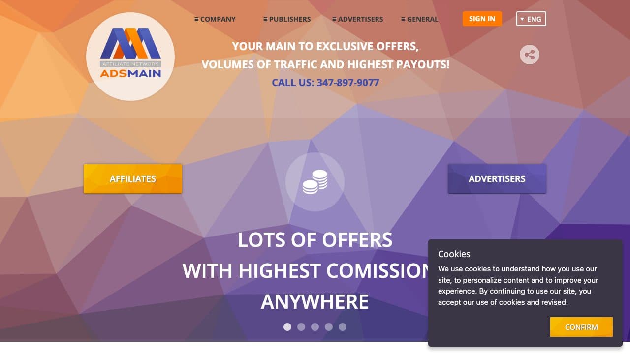 AdsMain homepage